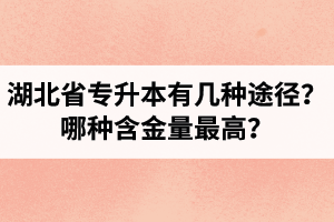 湖北省專升本有幾種途徑？哪種含金量最高？