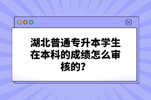 湖北普通專升本學(xué)生在本科的成績怎么審核的？