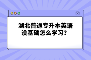 湖北普通專升本英語沒基礎怎么學習？