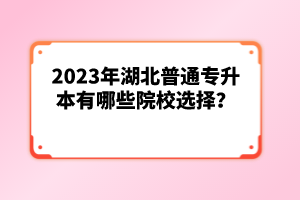 2023年湖北普通專升本有哪些院校選擇？