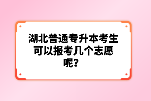 湖北普通專升本考生可以報(bào)考幾個(gè)志愿呢？