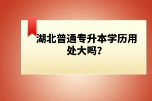 湖北普通專升本學(xué)歷用處大嗎？