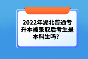 2022年湖北普通專升本被錄取后考生是本科生嗎？