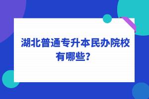 2022年湖北普通專升本民辦院校有哪些？