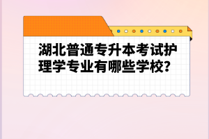 湖北普通專升本考試護(hù)理學(xué)專業(yè)有哪些學(xué)校？