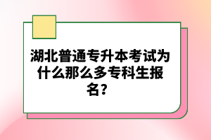 湖北普通專升本考試為什么那么多專科生報(bào)名？