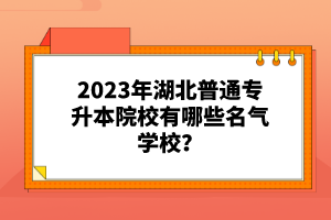 2023年湖北普通專升本院校有哪些名氣學(xué)校？