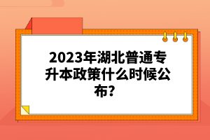 2023年湖北普通專升本政策什么時(shí)候公布？