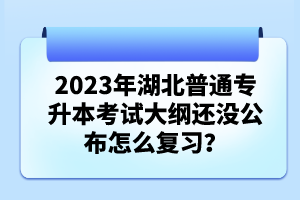 2023年湖北普通專升本考試大綱還沒公布怎么復(fù)習(xí)？