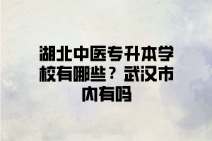武漢有可以報(bào)中醫(yī)類專業(yè)的湖北普通專升本學(xué)校嗎？