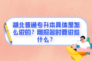 湖北普通專升本具體是怎么做的？剛報名時要做些什么？