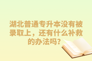 湖北普通專升本沒(méi)有被錄取上，還有什么補(bǔ)救的辦法嗎？