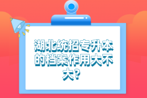 湖北統(tǒng)招專升本的檔案作用大不大？